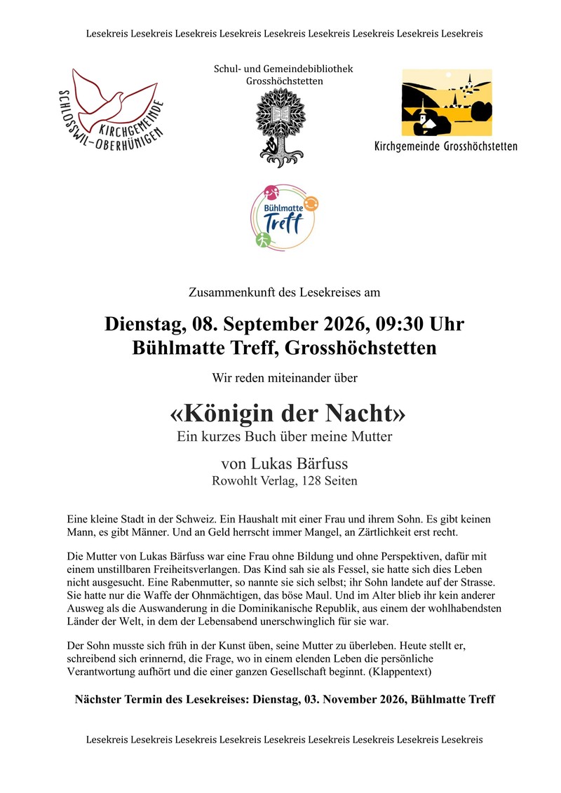 Flyer 05 2026 Lesekreis mit LOGO Bühlmatte